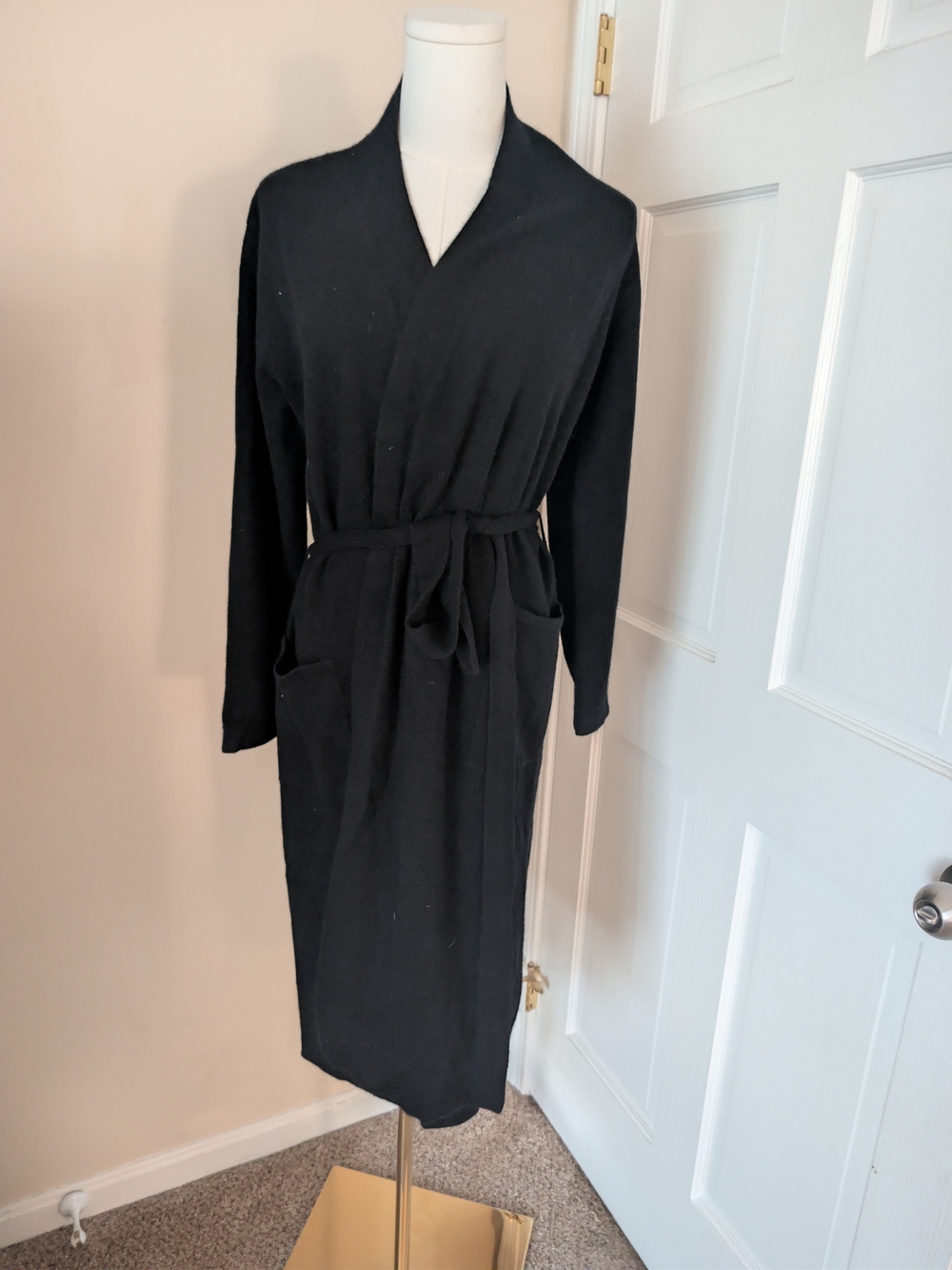 NWT Quince 100% Cashmere Long Robe Cardigan Sweater Coat Black M